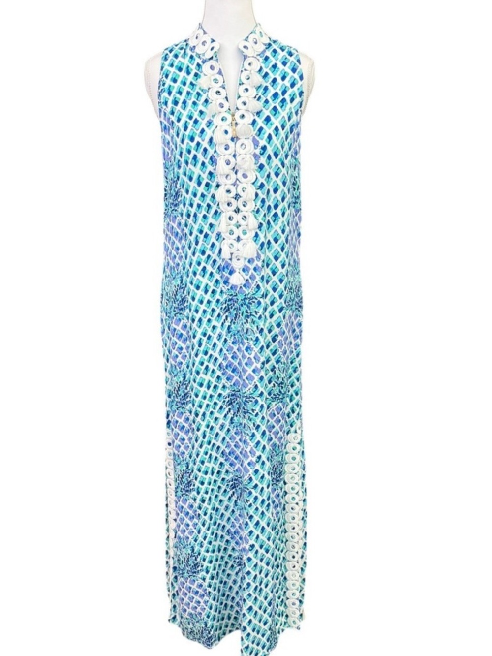 Lilly Pulitzer Blue, Teal & White Pineapple Printed Dress - Picture 10 of 14